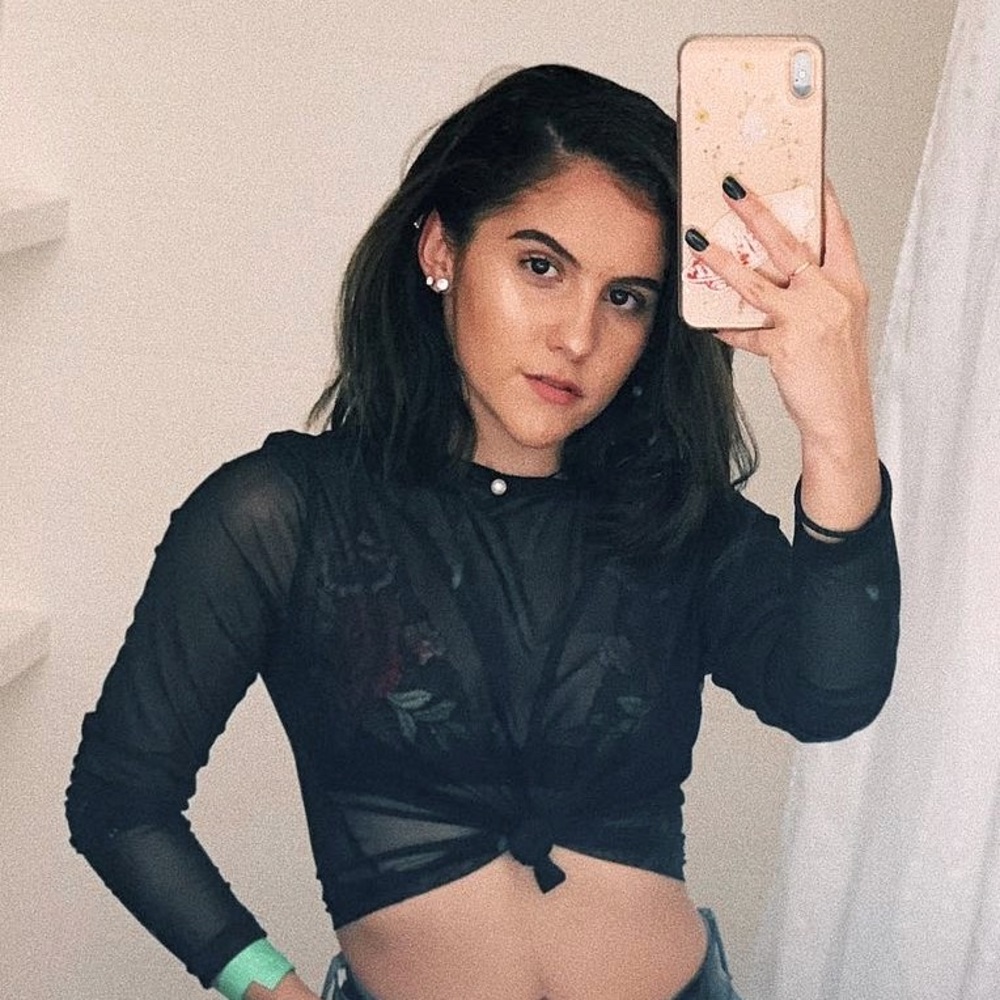 See through black crop top
